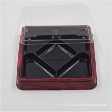 Food Packaging Plastic Square black set sushi box with red border Printing Sushi Tray